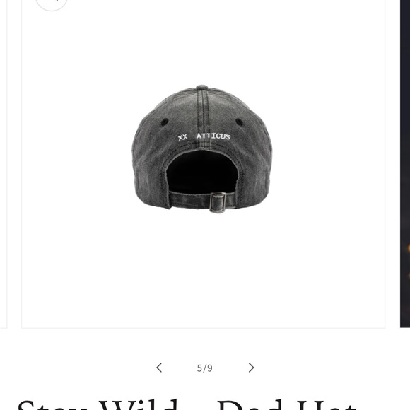 New Atticus Wild embroidered black pigment-dyed brushed cotton dad hat. - Picture 3 of 6